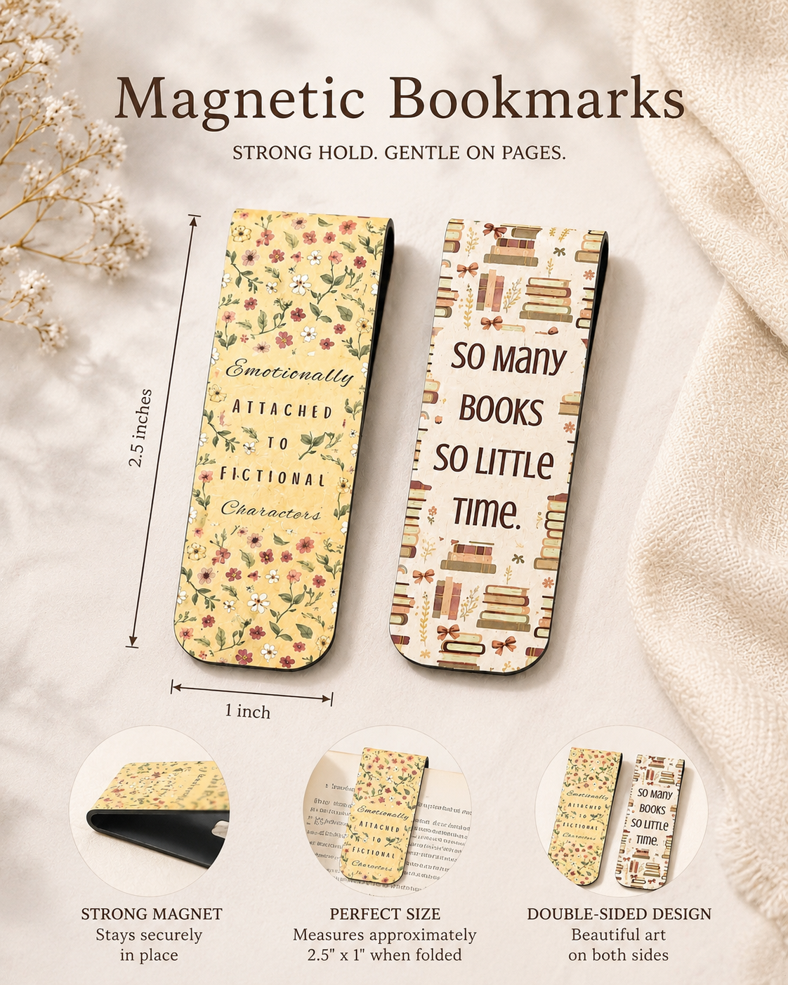 2 Pack Magnetic Bookmark - Literary Quote