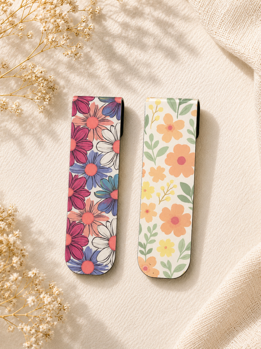 2 Pack Magnetic Bookmark - Vibrant Floral