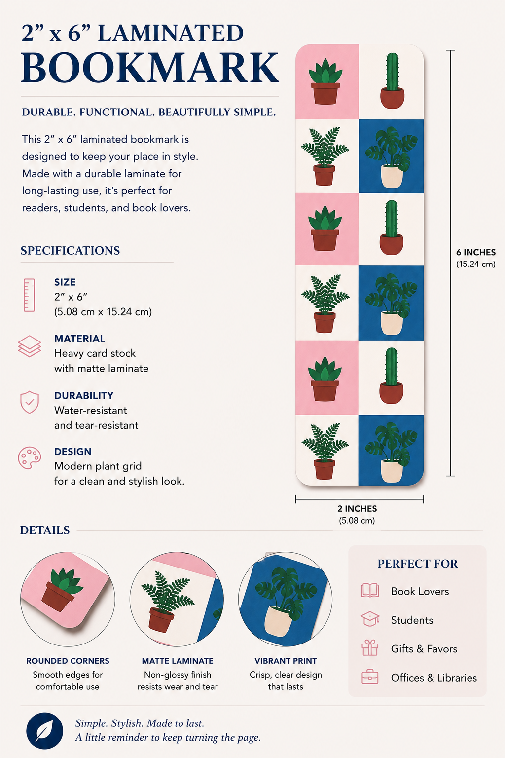 Laminated Bookmark - Colorful Plants