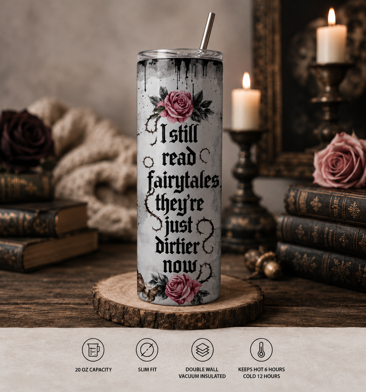 20 Oz Skinny Tumbler - Dark Fairytale