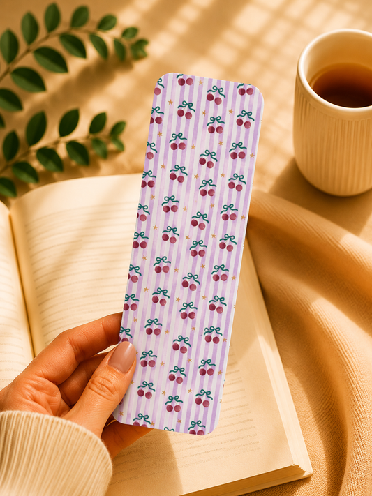 Laminated Bookmark - Striped Cherries