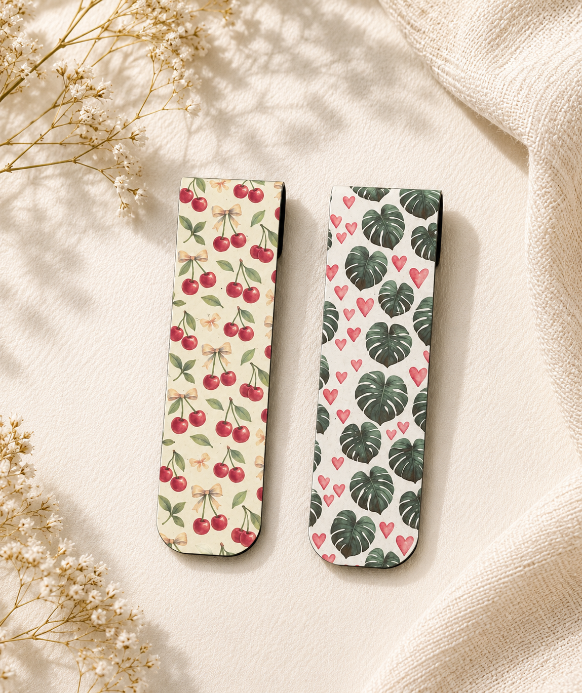 2 Pack Magnetic Bookmark - Cherry & Monstera