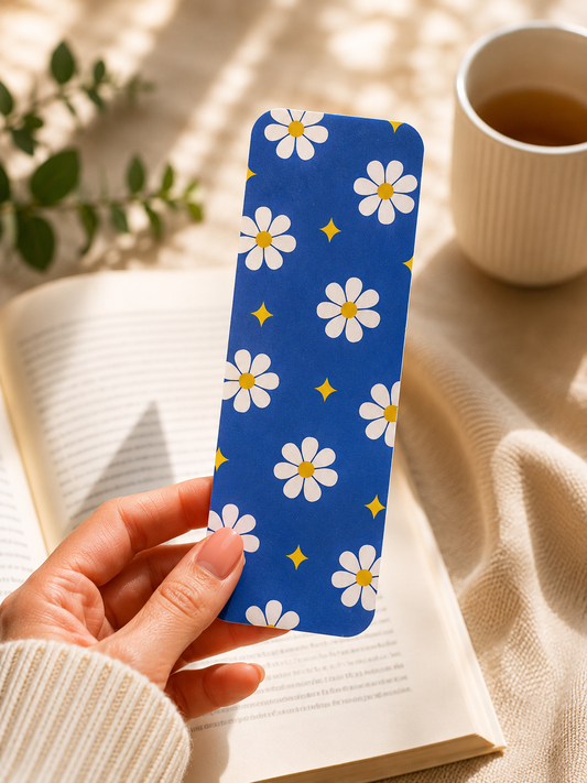 Laminated Bookmark - Blue Daisy