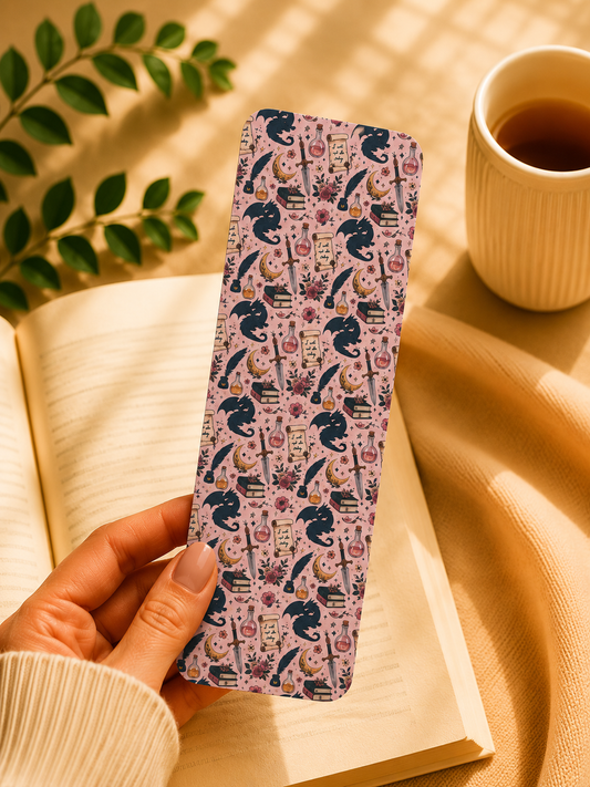 Laminated Bookmark - Pink Dragon