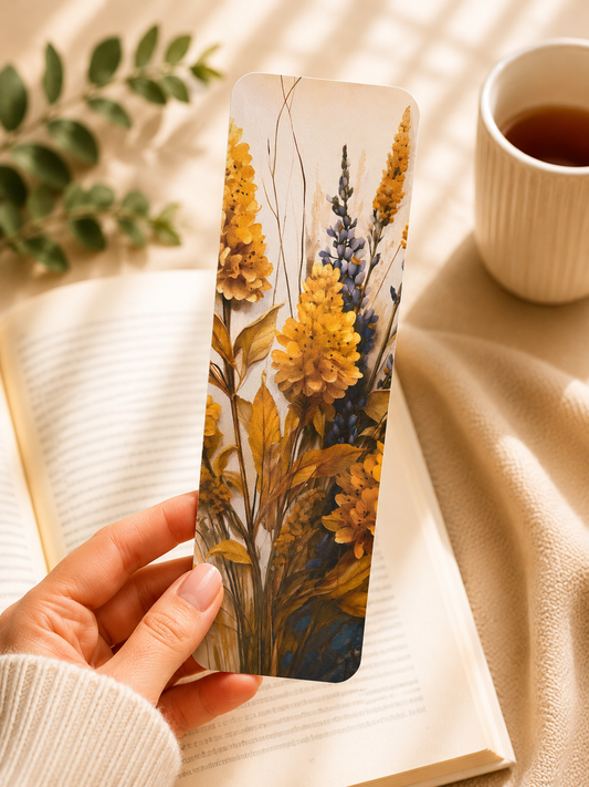 Laminated Bookmark - Yellow Flower & Lavender