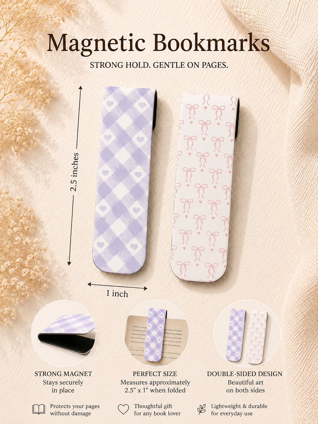 2 Pack Magnetic Bookmark - Coquette